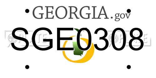 SGE0308 Georgia License Plate