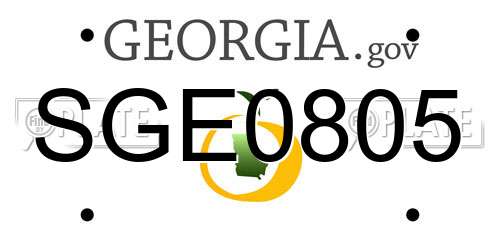 SGE0805 Georgia License Plate