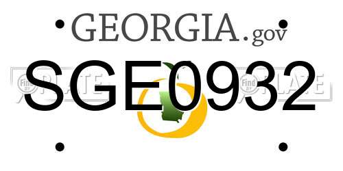 SGE0932 Georgia License Plate