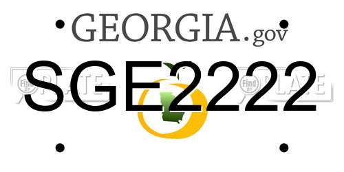 SGE2222 Georgia License Plate