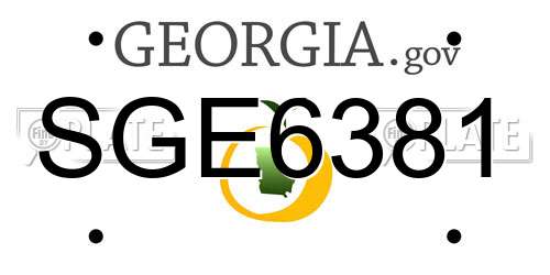 SGE6381 Georgia License Plate