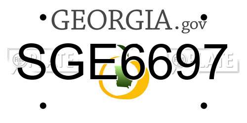 SGE6697 Georgia License Plate