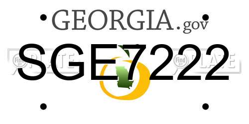 SGE7222 Georgia License Plate
