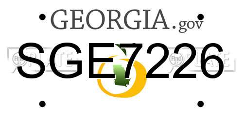 SGE7226 Georgia License Plate