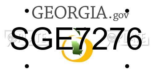 SGE7276 Georgia License Plate