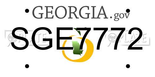 SGE7772 Georgia License Plate