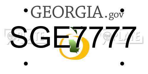 SGE7777 Georgia License Plate
