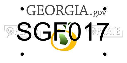 SGF017 Georgia License Plate