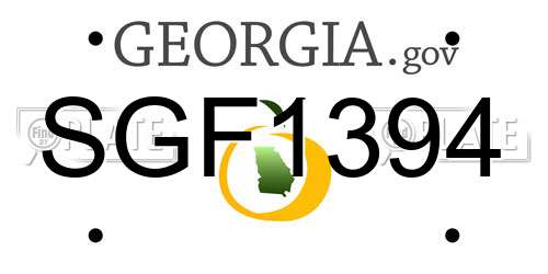 SGF1394 Georgia License Plate