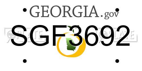 SGF3692 Georgia License Plate