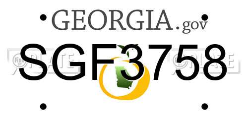 SGF3758 Georgia License Plate