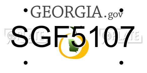 SGF5107 Georgia License Plate