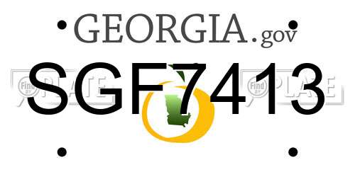 SGF7413 Georgia License Plate