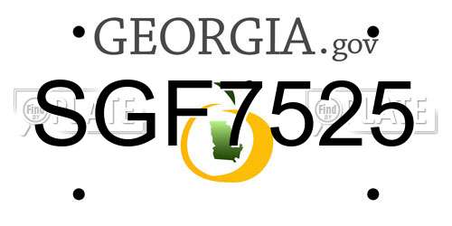 SGF7525 Georgia License Plate