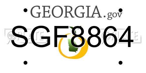 SGF8864 Georgia License Plate