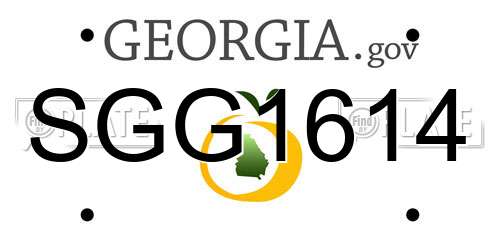 SGG1614 Georgia License Plate
