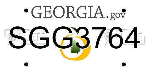 SGG3764 Georgia License Plate