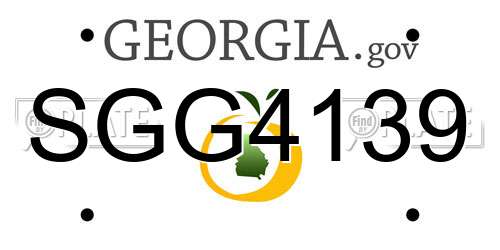 SGG4139 Georgia License Plate