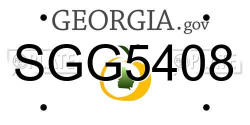 SGG5408 Georgia License Plate