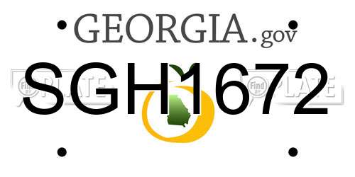 SGH1672 Georgia License Plate