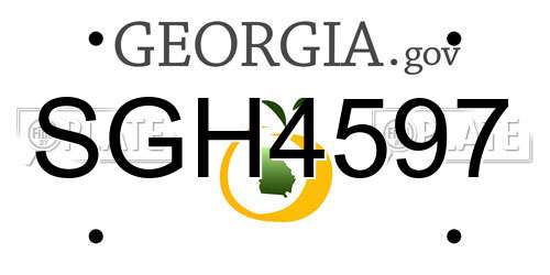 SGH4597 Georgia License Plate
