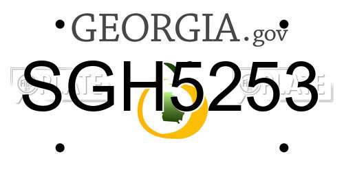 SGH5253 Georgia License Plate