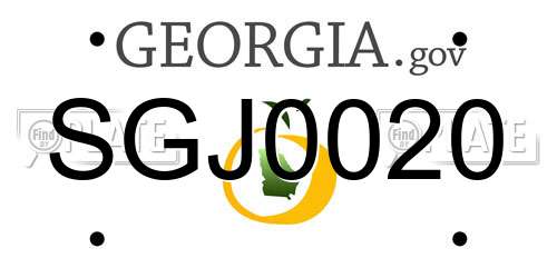 SGJ0020 Georgia License Plate