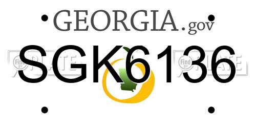 SGK6136 Georgia License Plate