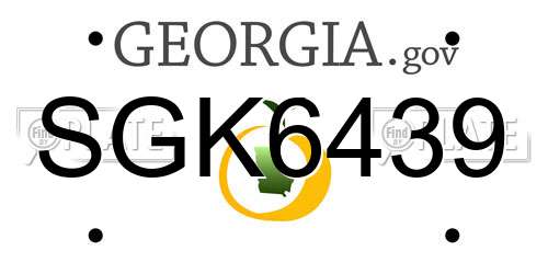 SGK6439 Georgia License Plate