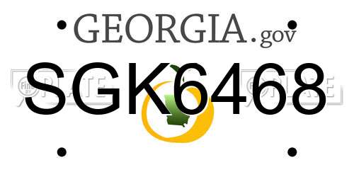 SGK6468 Georgia License Plate