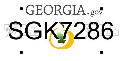 SGK7286 Georgia License Plate