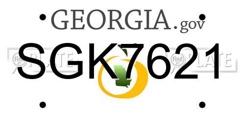 SGK7621 Georgia License Plate