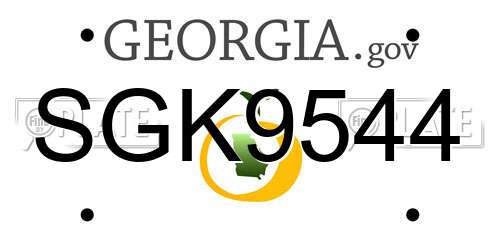 SGK9544 Georgia License Plate