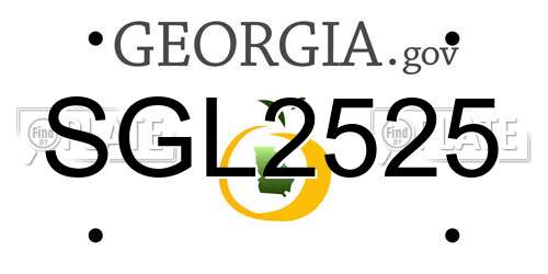 SGL2525 Georgia License Plate