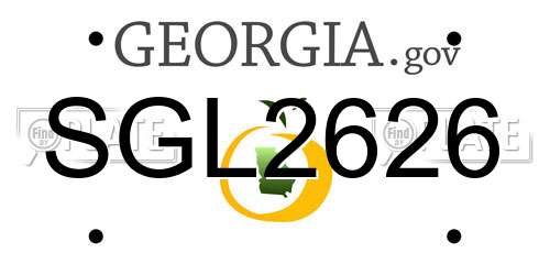 SGL2626 Georgia License Plate