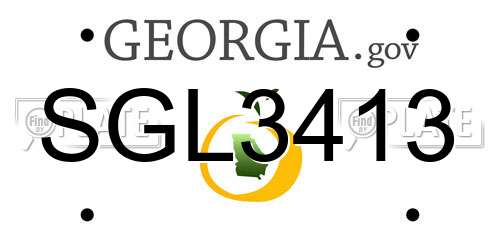 SGL3413 Georgia License Plate
