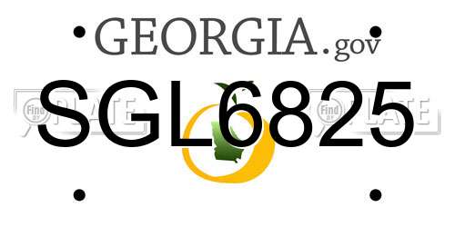 SGL6825 Georgia License Plate