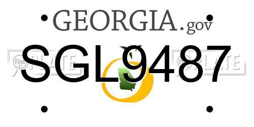 SGL9487 Georgia License Plate