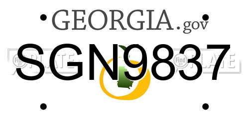 SGN9837 Georgia License Plate