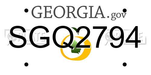 SGQ2794 Georgia License Plate