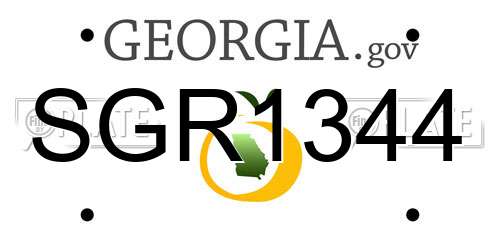 SGR1344 Georgia License Plate