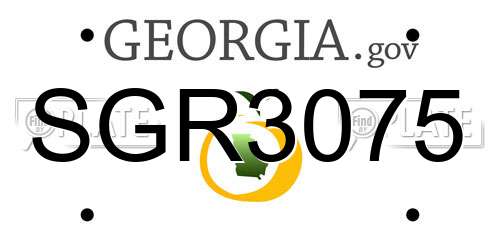 SGR3075 Georgia License Plate