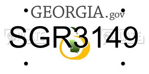 SGR3149 Georgia License Plate