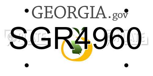 SGR4960 Georgia License Plate