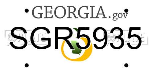 SGR5935 Georgia License Plate