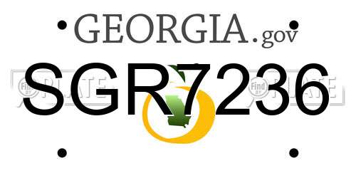 SGR7236 Georgia License Plate