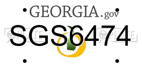 SGS6474 Georgia License Plate