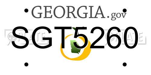 SGT5260 Georgia License Plate