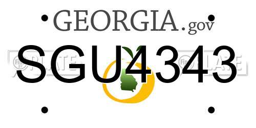 SGU4343 Georgia License Plate