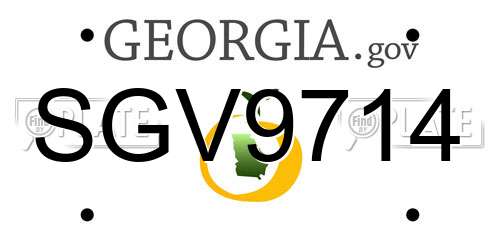 SGV9714 Georgia License Plate